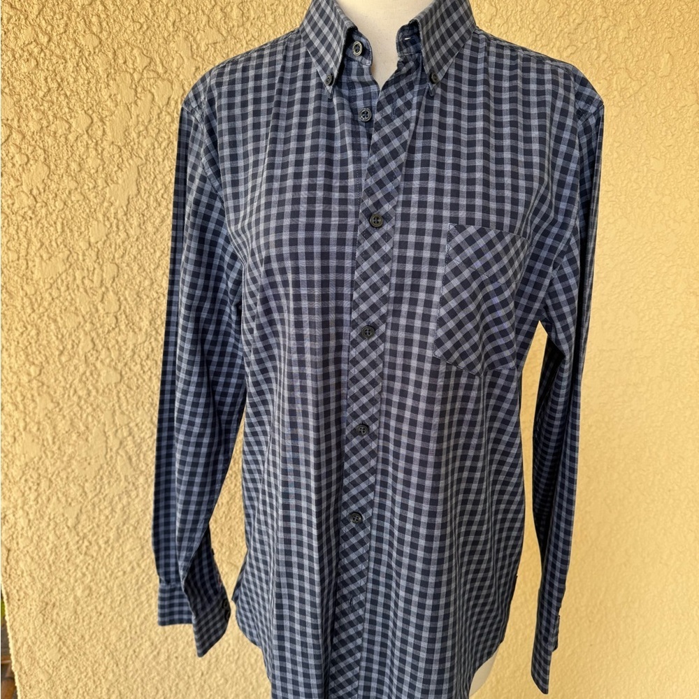 Ben Sherman Men's Plaid Blue and Gray Casual Button Down Long Sleeve Shirt M EUC - Picture 9 of 11
